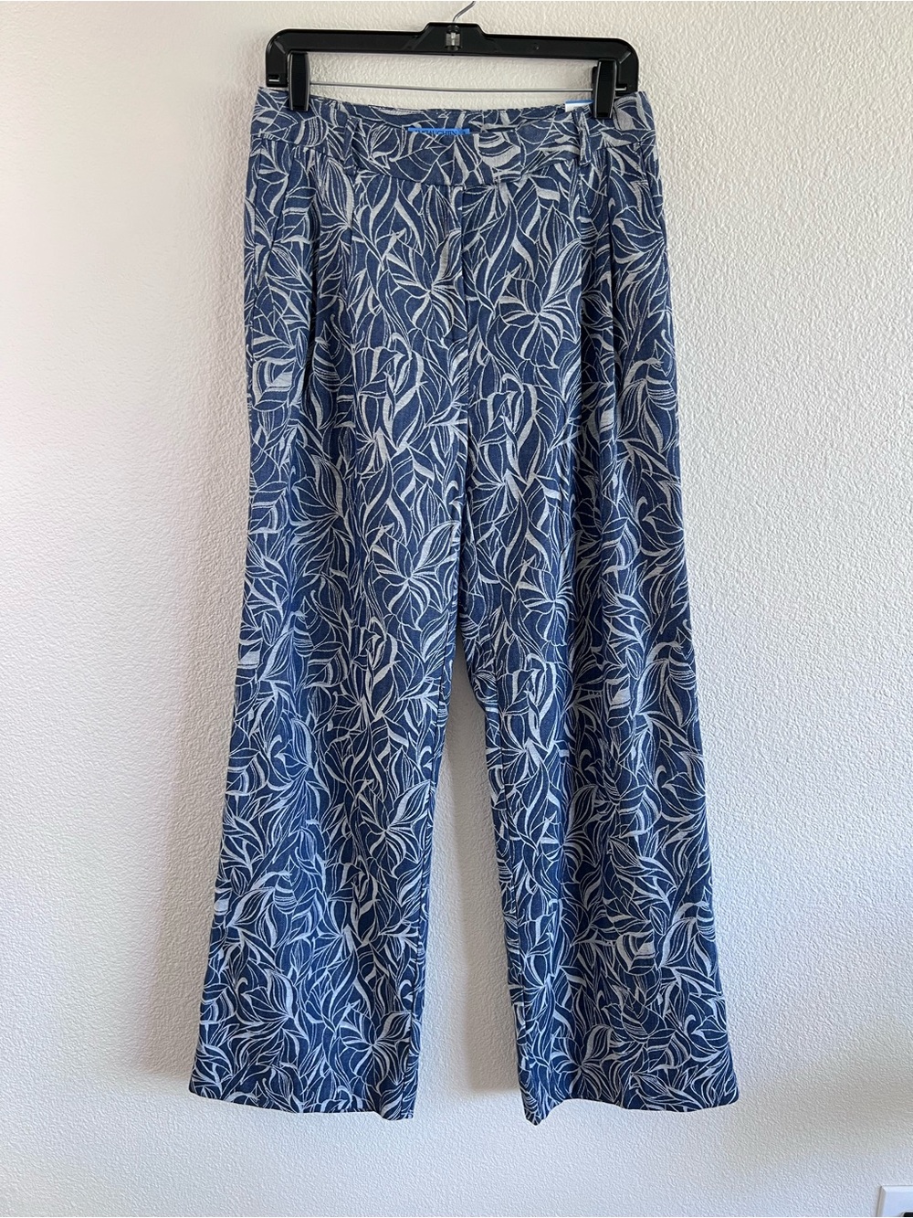 NWT J. McLaughlin Women's Morgan Pants Wide Leg Blue Leaf Lover High Rise Blue